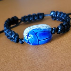 Egyptian vintage ceramic scarab bracelet